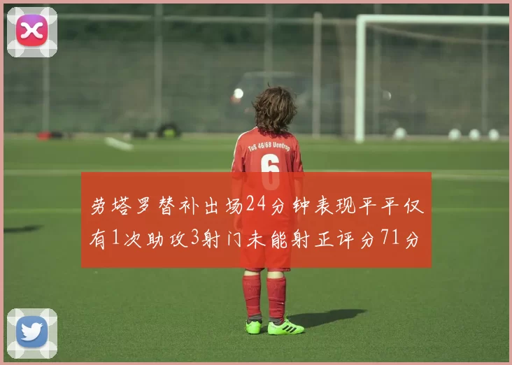 劳塔罗替补出场24分钟表现平平仅有1次助攻3射门未能射正评分71分